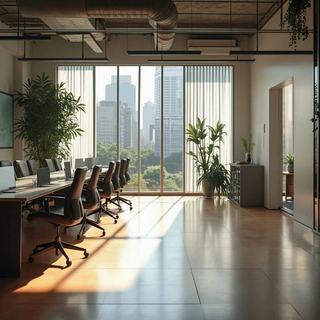 Oficina moderna de SuSocioFinanciero en Buenos Aires con vista panorámica